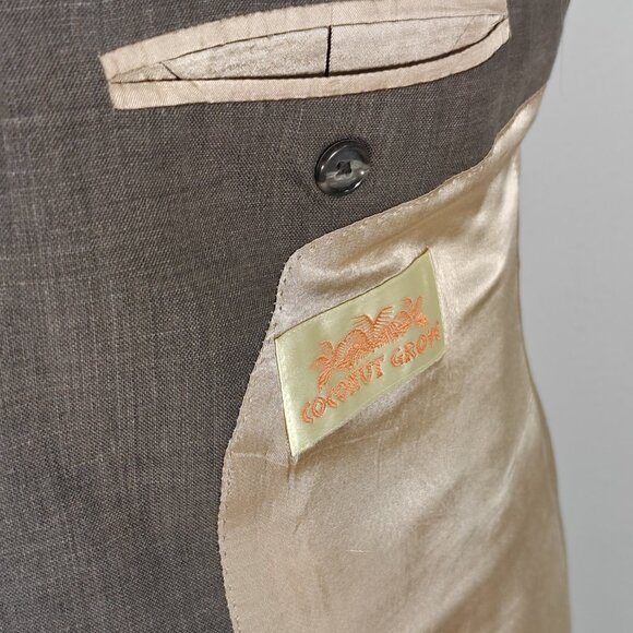 Coconut Grove Men's Sport Coat Blazer Three Button Brown Linen Polyester 48R - Picture 14 of 15